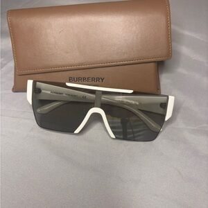 Burberry White Frame Sunglasses with Black Lenses